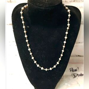Sterling Necklace with pearls 16" Signed Italy